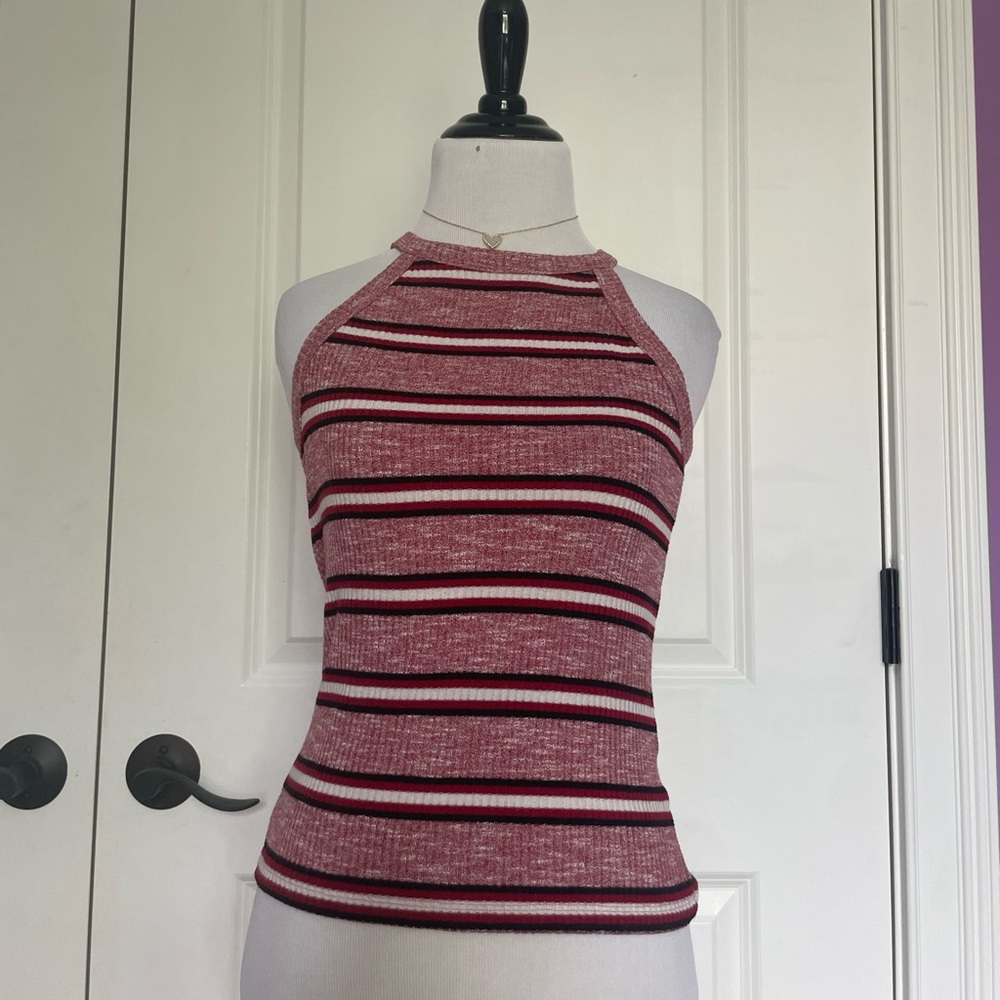 Pink Rose Stripped Tank Top